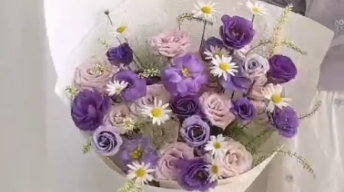 紫色系花束制作