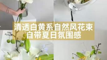 清透白黄系自然风花束|自带夏日氛围感