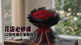 花艺必修课|52枝玫瑰花束教程
