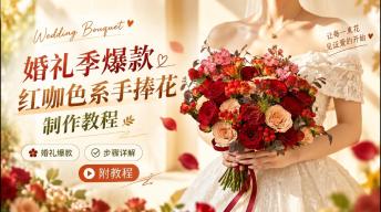 婚礼季爆款！红咖色系手捧花教程