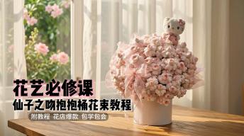 花艺必修课|仙子之吻抱抱桶花束教程