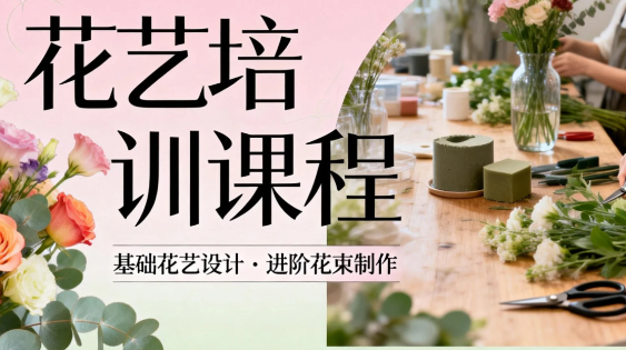 花满蹊鲜花坊零基础学习花艺三节课